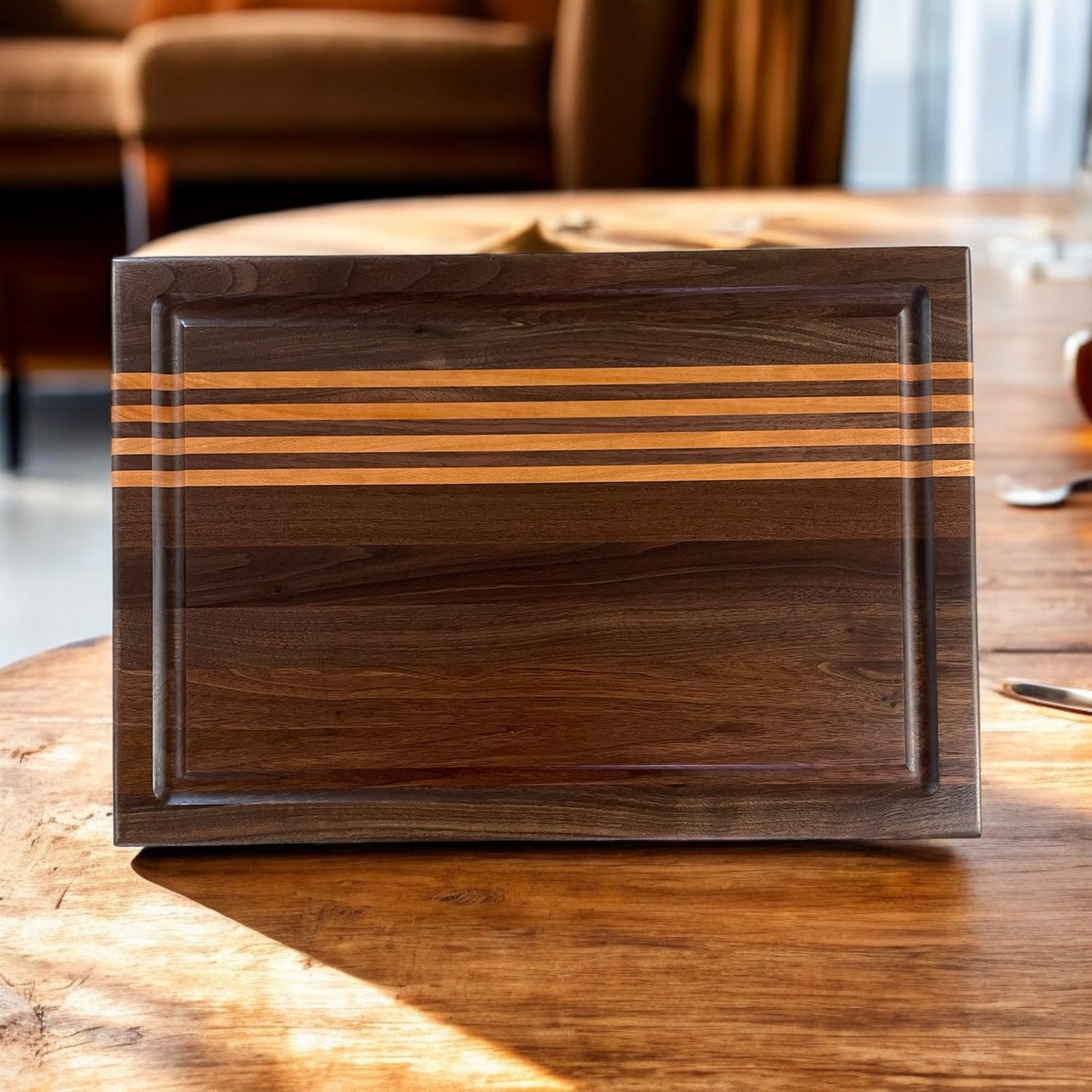 Walnut Cutting Board with Cherry Inlays