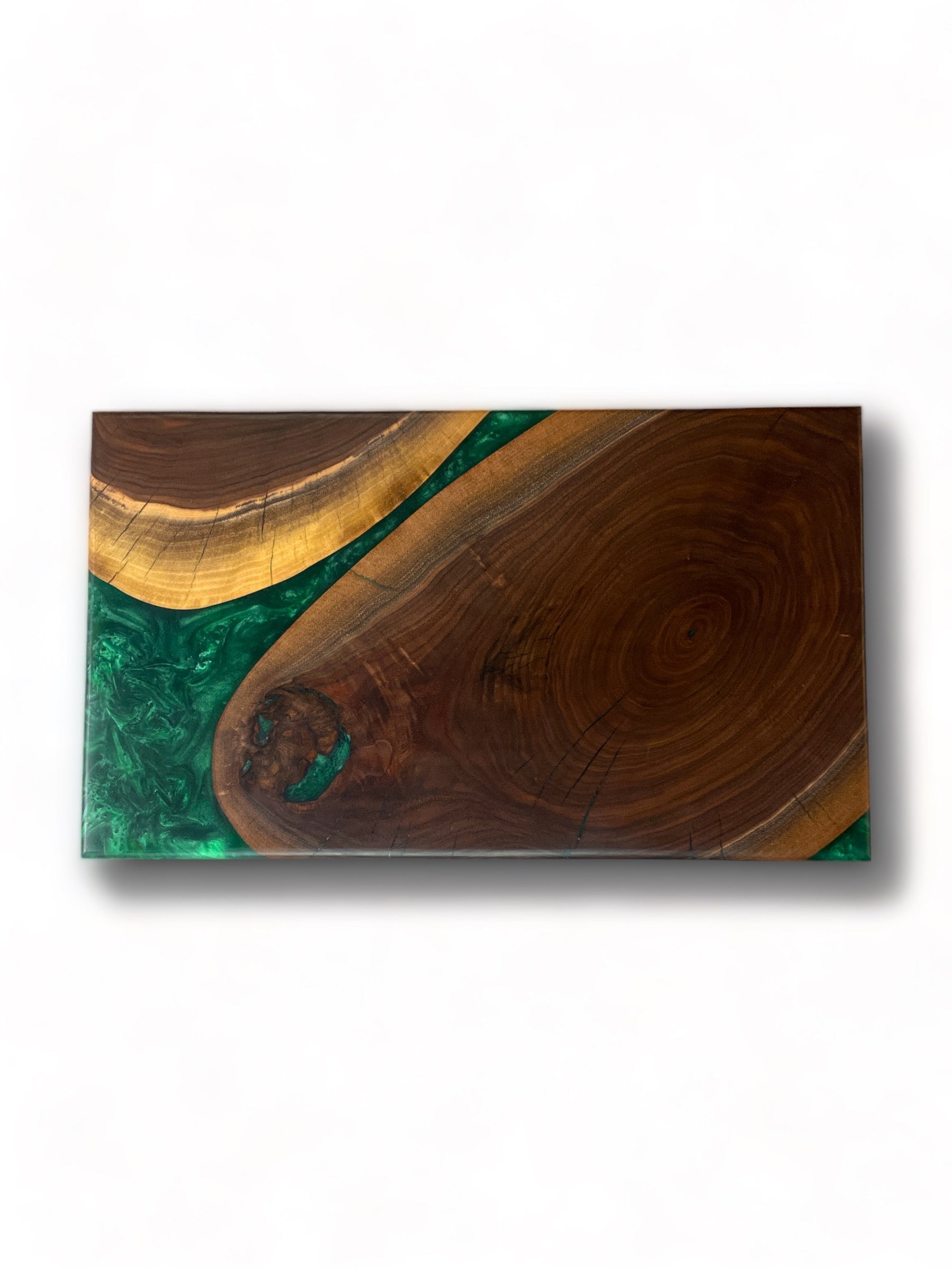 Walnut Live Edge Charcuterie Board with Emerald Epoxy