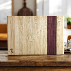 Maple Cutting Board with Purpleheart and Walnut Inlays
