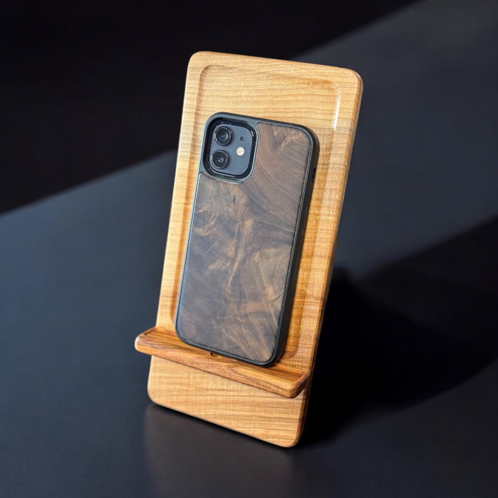 Figured Maple Wood Phone Stand