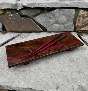 Sushi Board with Leather Wrapped Chopsticks