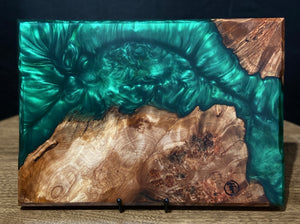 Maple Burl and Emerald Green Epoxy Charcuterie Board