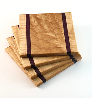 Curly Maple and Purple Heart Coasters