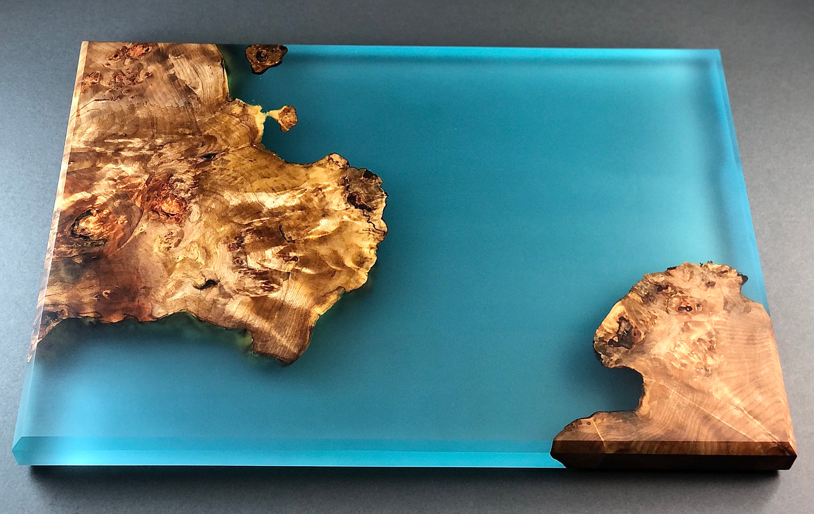 Maple Burl and Sea Blue Charcuterie Board