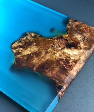 Maple Burl and Sea Blue Charcuterie Board