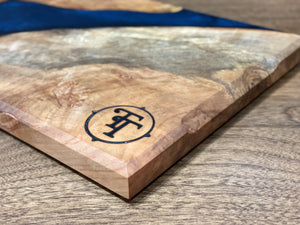 Spalted Maple with Midnight Blue Epoxy Charcuterie Board