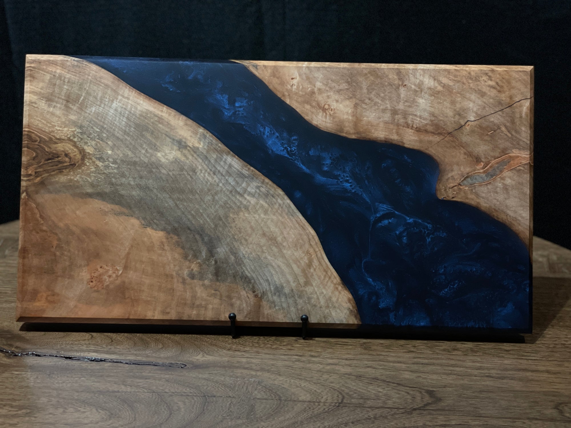 Spalted Maple with Midnight Blue Epoxy Charcuterie Board
