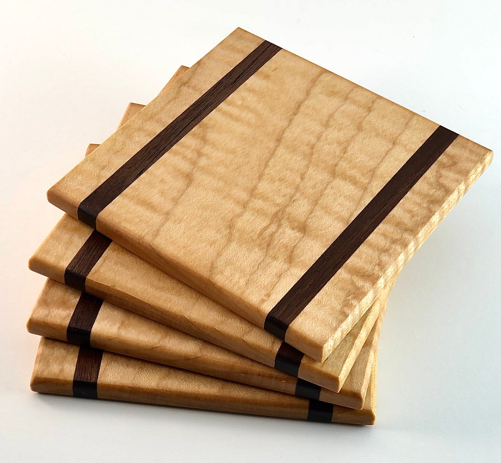 Curly Maple and Walnut Coasters