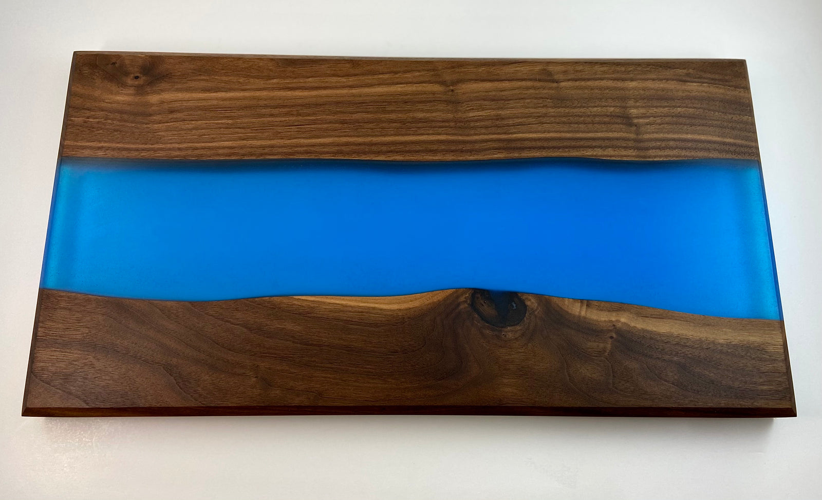 Walnut Charcuterie Board with Burr Blue Epoxy