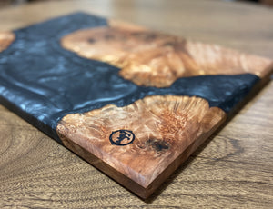 Maple Burl Charcuterie Board with Black Pearl Epoxy