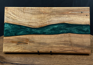 Spalted Maple Charcuterie Board with Emerald Epoxy