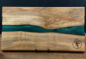 Spalted Maple Charcuterie Board with Emerald Epoxy