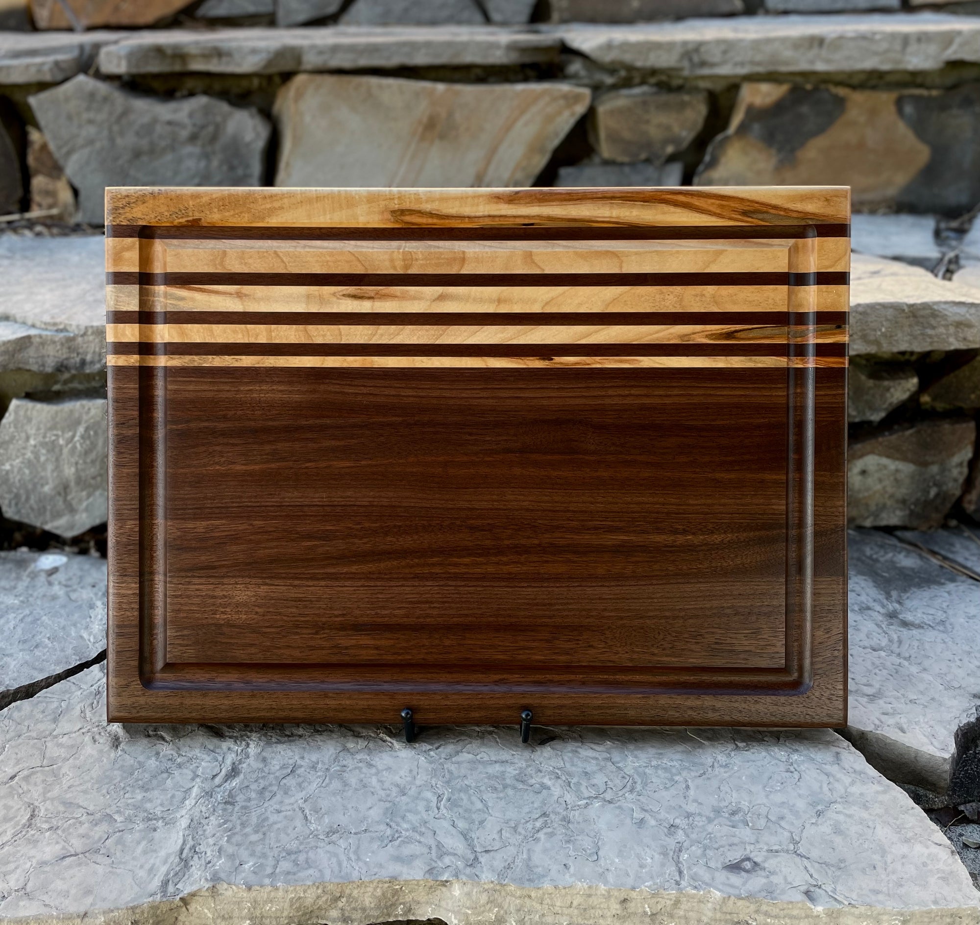 Walnut Cutting Board with Figured Maple Inlays
