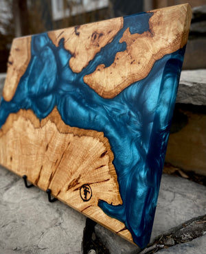 Maple Burl with Raptor Blue Charcuterie Board